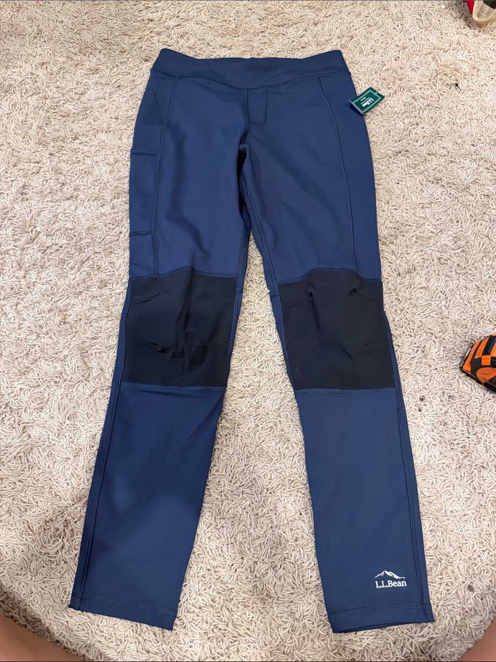 L.L. Bean Navy Leggings with Black Knee Panels